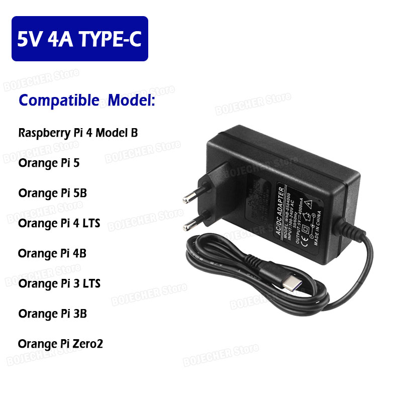 라즈베리 파이 4B용 5V 4A USB C 충전기, 오 - Banana Pi Bpi-M5 리뷰 및 가격