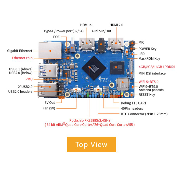 오렌지 파이 5 프로 4GB 8GB 16GB RAM 개 - Orange Pi 5 Plus 16Gb 리뷰 및 가격