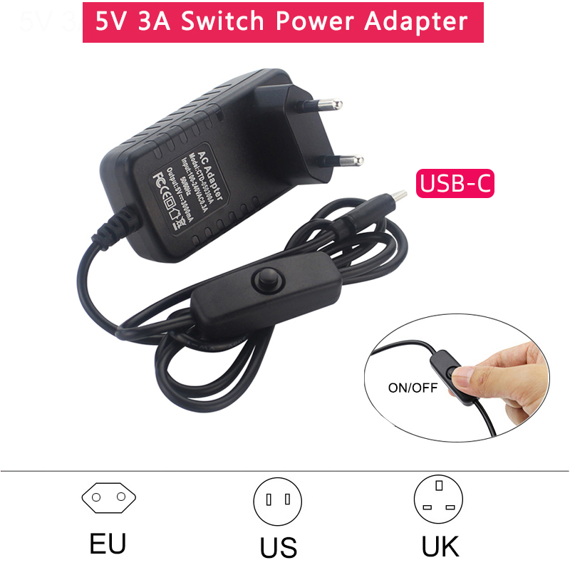 ON/OFF 스위치가 있는 5V 3A 전원 공급 장치  - Banana Pi Bpi-M5 리뷰 및 가격